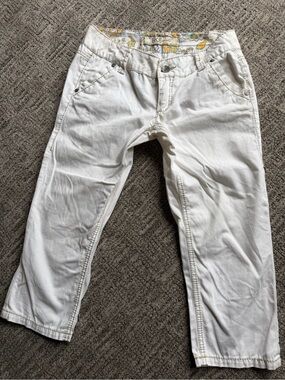 BKE White Capri Cropped Pants with Paisley-Print Waist Size 27
